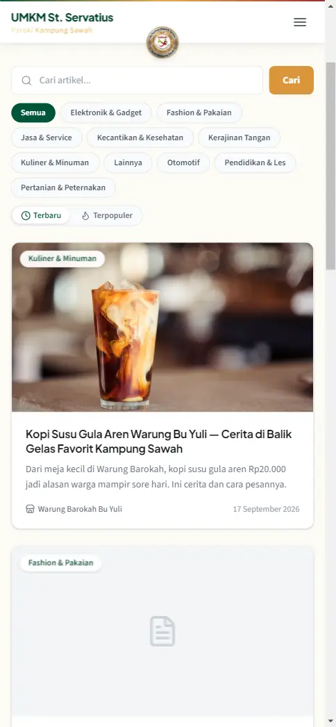 Blog UMKM menampilkan artikel baru Bu Yuli di urutan teratas