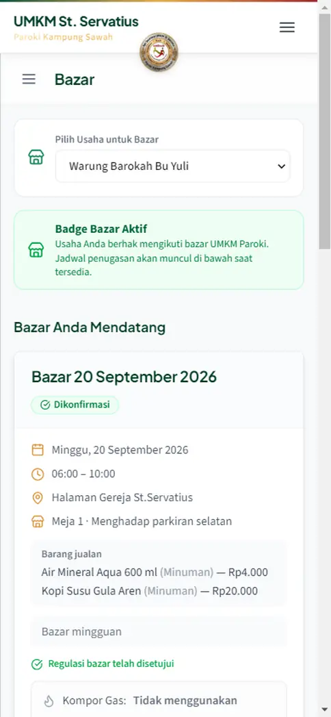 Kartu bazar berstatus Dikonfirmasi setelah satu alur ambil meja
