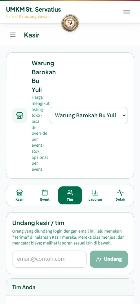 Tab Event daftar event jualan