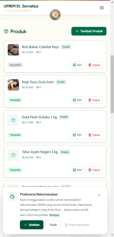 Produk berstatus Nonaktif