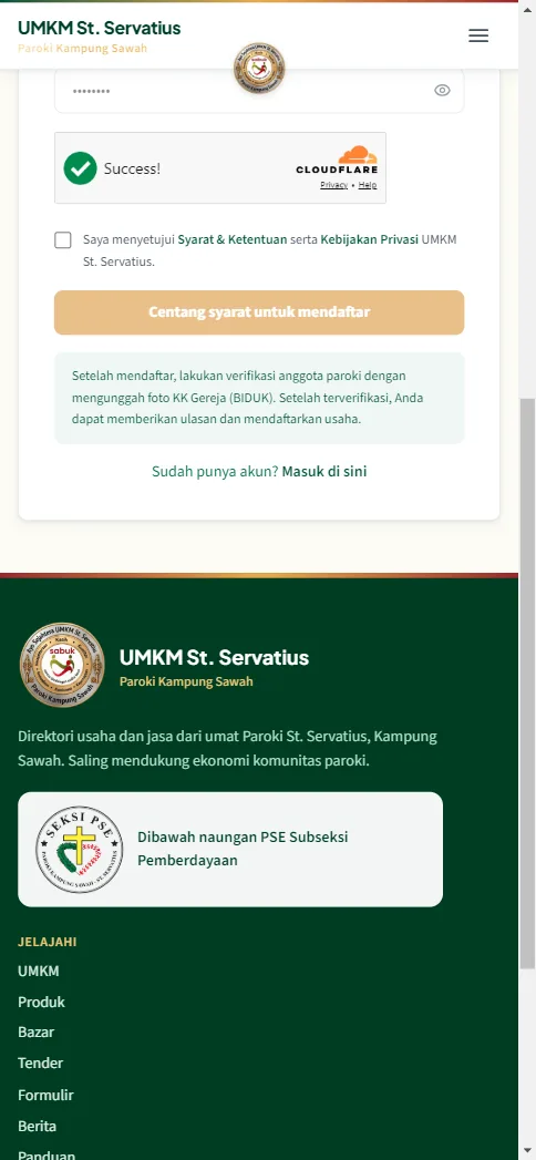 Bagian bawah form daftar