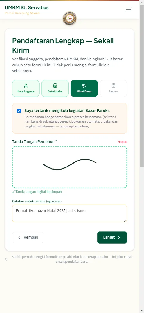 Wizard langkah 3 minat bazar