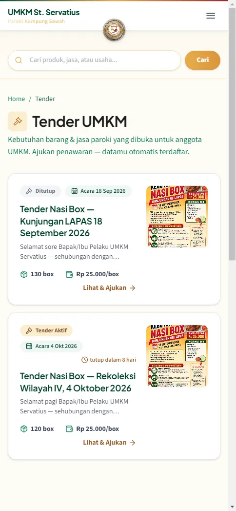 Kartu tender lama berstatus Ditutup setelah tenggat lewat